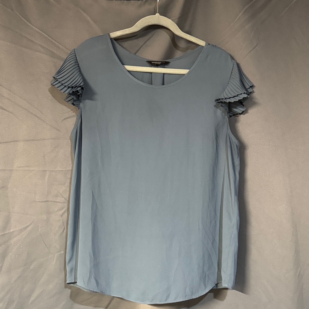 Banana Republic Light Blue Pleated Sleeve Blouse